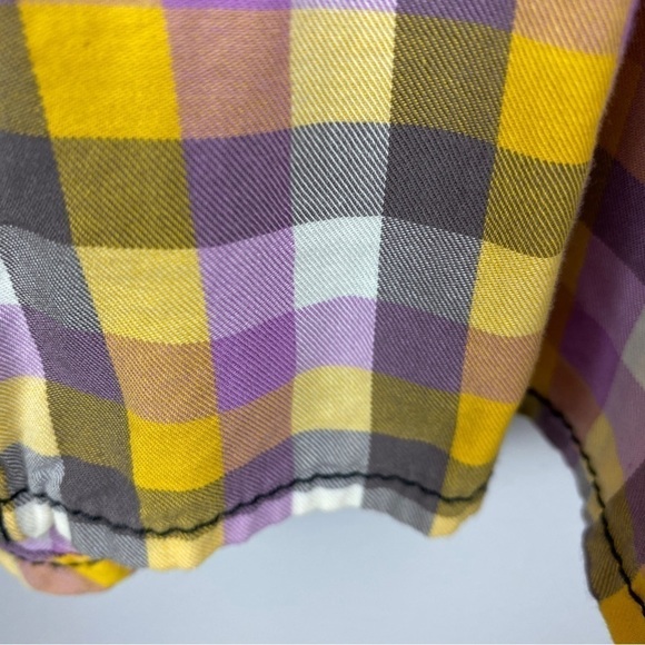 Wrangler Rock 47 Woven Sunbleach Plaid Snap Down Shirt Large Yellow Lilac - Picture 9 of 15